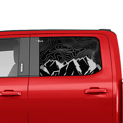 Side Mountains Topographic Map Window Decal Vinyl Sticker Graphics for Ford Trucks
