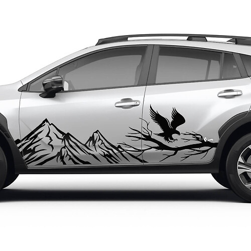 Side Doors Landscape Mountains Eagle Vinyl Decal - Graphic Sticker universal fit Suba
