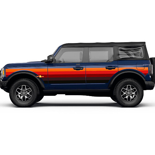Pair Side Door SunSet Stripes Vinyl Decals Stickers for Ford Bronco

