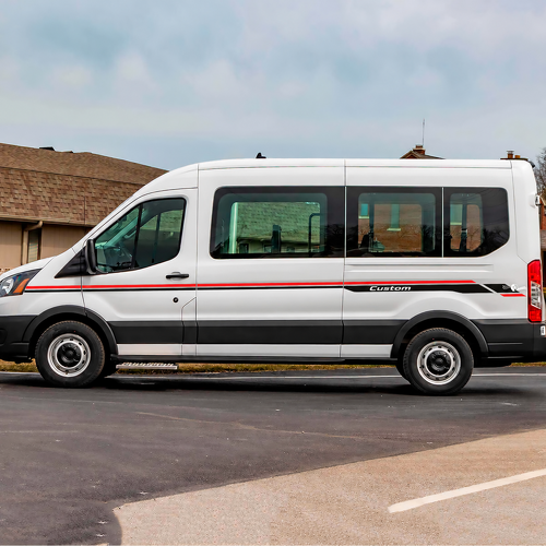 Custom Red Accent Line Stripe Pair Side Door Vinyl Decal Sticker for Ford Transit