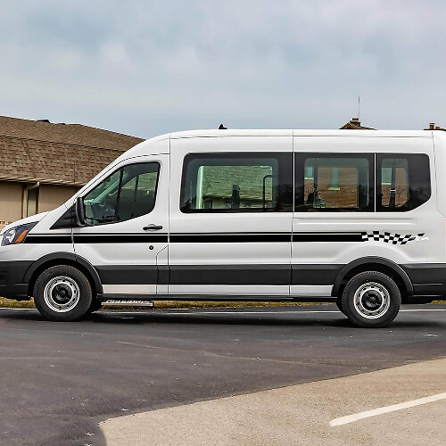 Ford Transit Checkered Vinyl Side Stripes Decals Stickers
