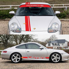 Porsche 911 Carrera Dual Central Stripes Retro Hood Side Windshield Decal Sticker Kit
 3