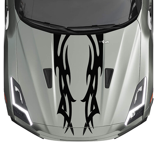 Hood Dual Tribal Graphics Stripes Decal Kit for Nissan GT-R
 1
