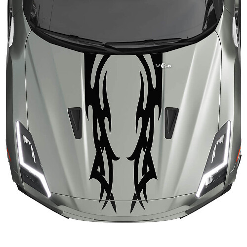 Hood Dual Tribal Graphics Stripes Decal Kit for Nissan GT-R
