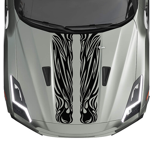 Hood Dual Tribal Graphics Stripes Decal Kit for Nissan GT-R 2
 1