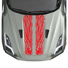 Flame Bonnet Dual Tribal Graphics Stripes Decal Kit for Nissan GT-R 3