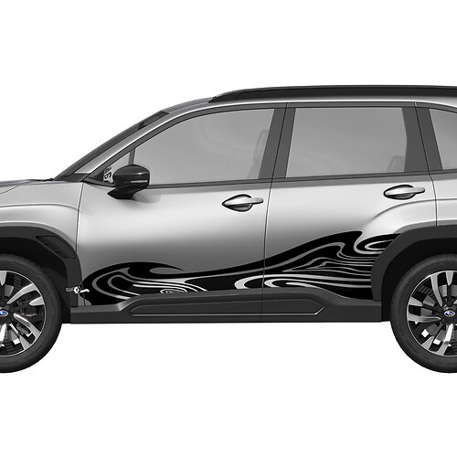 Side Doors Wave Racing Stripes Vinyl Decal - Graphic Sticker universal fit Suba Forester 1
 1