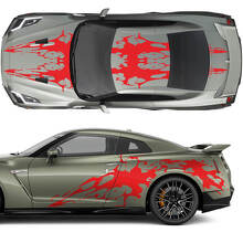 Hood and Sides Dual Blood Graphics Stripes Decal Kit for Nissan GT-R
 2