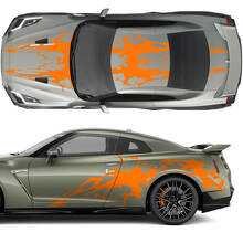 Hood and Sides Dual Blood Graphics Stripes Decal Kit for Nissan GT-R
 3