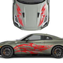 Hood and Sides Dual Tribal Tattoo Graphics Stripes Decal Kit for Nissan GT-R
 2