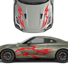 Hood and Sides Dual Tribal Tattoo Graphics Stripes Decal Kit for Nissan GT-R
 2