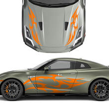 Hood and Sides Dual Tribal Tattoo Graphics Stripes Decal Kit for Nissan GT-R
 3