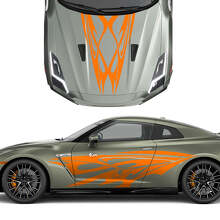 Hood and Sides Dual Tribal Tattoo Graphics Stripes Decal Kit for Nissan GT-R 3
 3