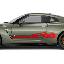 Side Doors Flames Stripes Decal Kit for Nissan GT-R
 2