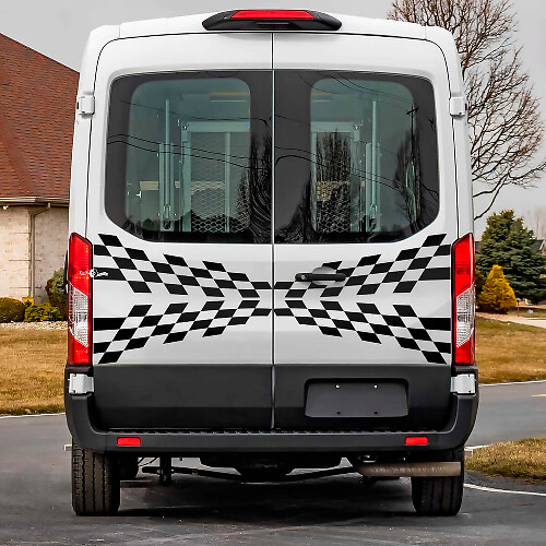 Ford Transit Rear Checkered Graphics Vinyl Decal Sticker
