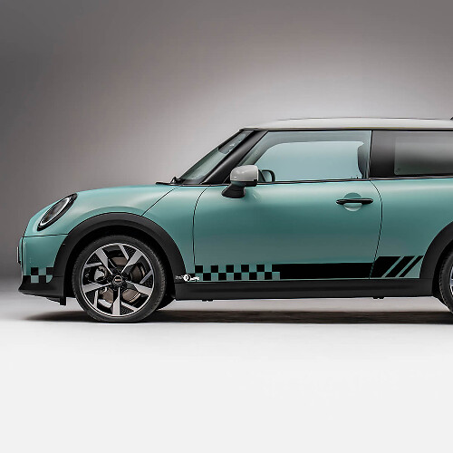 Side Racing Checkered stripes graphics decal for Mini Cooper S 5
