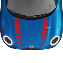 Hood Checkered Racing Stripes Rally Decal graphics sticker for MINI Cooper S
 3
