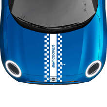 Hood Checkered Racing Central Stripe Rally Decal graphics sticker for MINI Cooper S
 2
