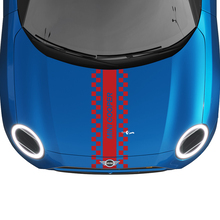Hood Checkered Racing Central Stripe Rally Decal graphics sticker for MINI Cooper S
 3