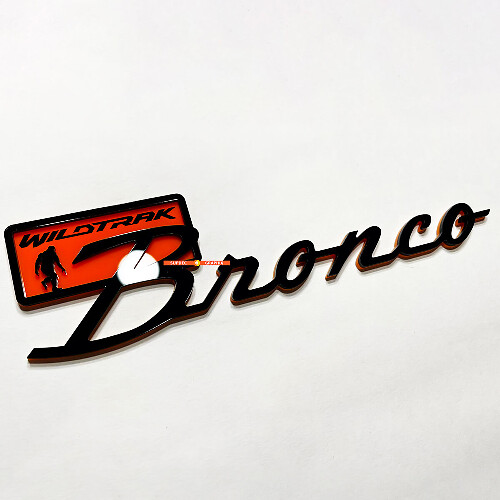 Bronco Wildtrak Fender Badges Tailgate Emblem 3D Badge Black vs Orange
