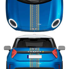 Hood and Rear Checkered stripes Mini Cooper Vinyl graphics decal Sticker for Mini Cooper S
 2
