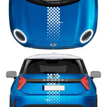 Hood and Rear Checkered Stripe Mini Cooper Vinyl graphics decal Sticker for Mini Cooper S 2