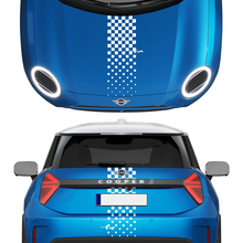 Hood and Rear Checkered stripes Mini Cooper Vinyl graphics decal Sticker for Mini Cooper
 2