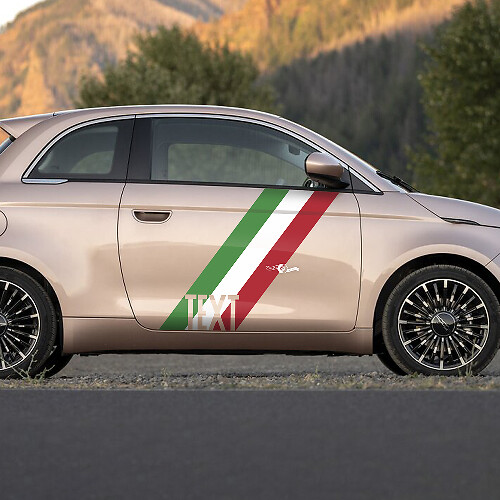 Personnalisé Texte Porte Drapeau Bande Autocollant côtés Graphiques bandes pour Fiat 500
