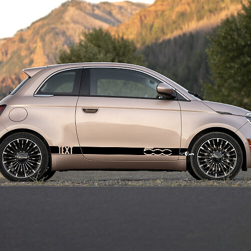 Custom Text Rocker Panel Stripe Decal side Graphics stripes for Fiat 500 3