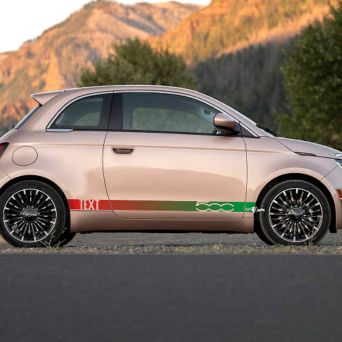 Custom Text Rocker Panel Gradient colour Stripe Decal side Graphics stripes for Fiat 500