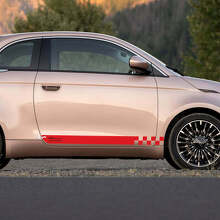 Rocker Panel 500 Chequered Side Stripe Decal Graphics For Fiat 500 3