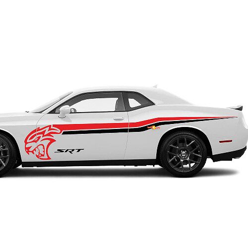 Two colours SRT Hellcat Side Stripes Decals Stickers For Dodge Challenger or Charger