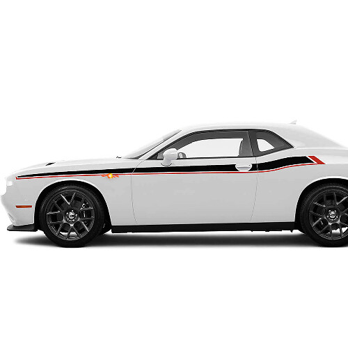 Two colours Side Accent Stripes Decals Stickers For Dodge Challenger
