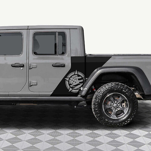 Military Star US Flag Rear Doors Vinyl Decal Sticker 2 for Jeep Gladiator