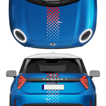 Hood and Rear Checkered Gradient stripes Mini Cooper Vinyl graphics decal Sticker for Mini Cooper S
 2