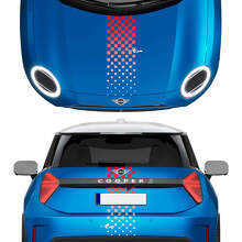 Hood and Rear Checkered Gradient stripes Mini Cooper Vinyl graphics decal Sticker for Mini Cooper S
 2