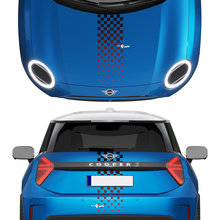 Hood and Rear Checkered Gradient stripes Mini Cooper Vinyl graphics decal Sticker for Mini Cooper S
 3