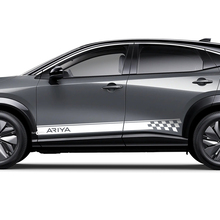 Sides Checkered Racing Stripes Graphics Decal Kit for Nissan ARIYA
 2