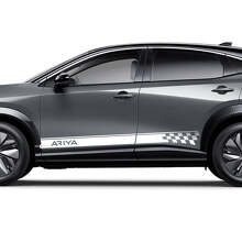 Sides Checkered Racing Stripes Graphics Decal Kit for Nissan ARIYA
 2