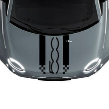 500 Hood Dual Racing Checkered Stripe Decal Sticker Graphics for Fiat 500
 2