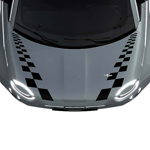 500 Dual Checkered Hood Stripe Decal Sticker Graphics for Fiat 500
