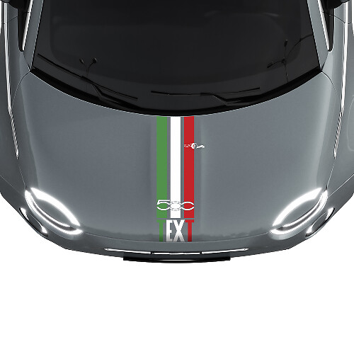 Custom Text Tri Stripes Italy Flag Bonnet Stripe Decal Sticker Graphics for Fiat 500