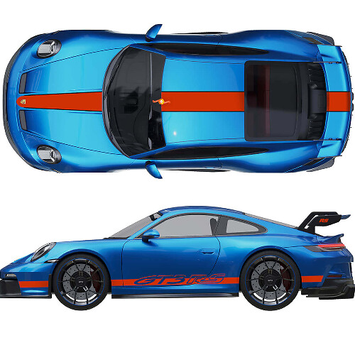 Stickers Kit Hood Roof Tail Spoiler Stripes for Porsche 991 gt3 RS
 1