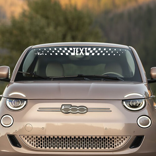Personnalisé Texte Décalcomanies Bande à Carreaux Pare-brise Avant pour Fiat 500