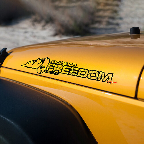 Custom Text and Coordinates Mountain Jeep Wrangler Hood Decal Rubicon Sahara JL JK CJ TJ YJ
