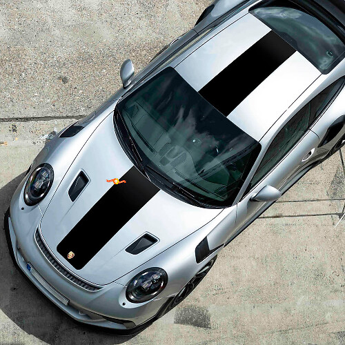 Central Hood & Roof Stripes Vinyl Decals Kit for Porsche 991 GT2 RS 