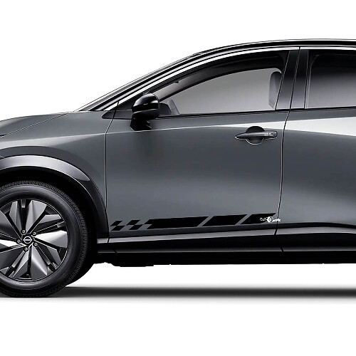 Sides Universal Checkered Stripes Racing Graphics Decal Kit for Nissan ARIYA
