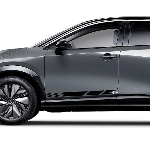 Sides Universal Checkered Stripes Racing Graphics Decal Kit for Nissan ARIYA
