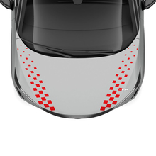 Hood Dual Checkered Stripe Racing Graphics Decal for Nissan ARIYA
 3