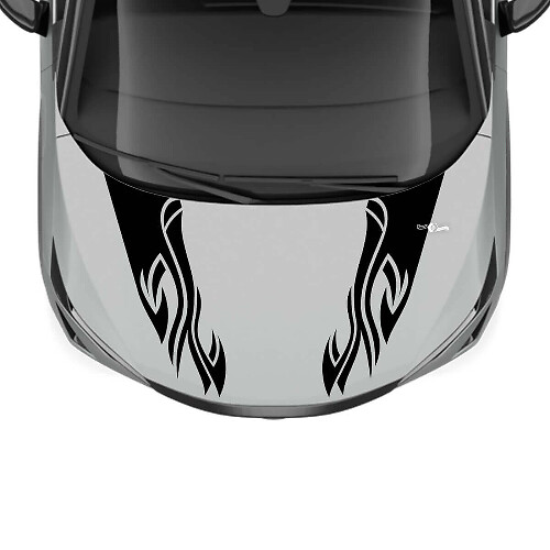 Hood Dual Flame Tribal Stripe Racing Graphics Decal for Nissan ARIYA
